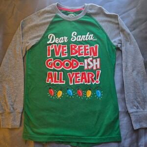Holiday Time Kids L 10 12 Christmas Shirt Dear Santa  Been Goodish Green Kidcore
